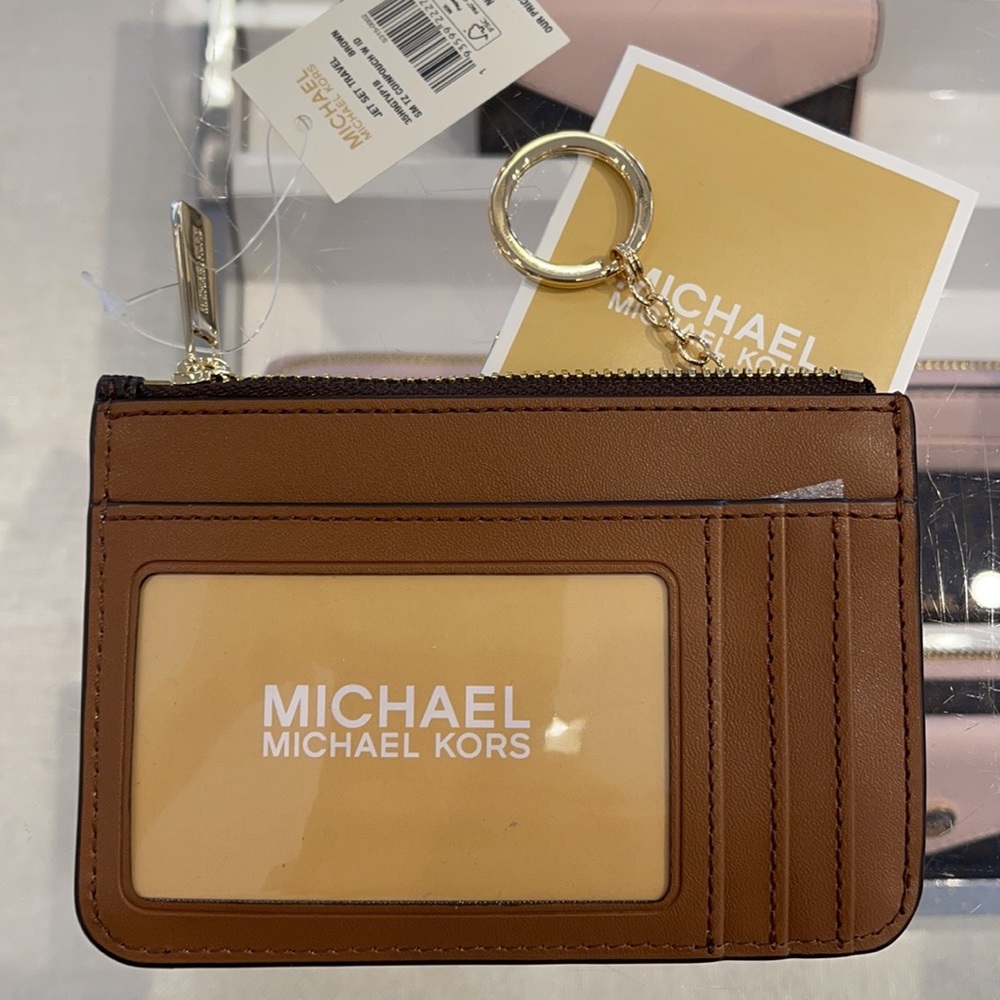 Michael Kors Jet Set Travel Small Leather Top Zip Coin Pouch With ID - Picture 2 of 13